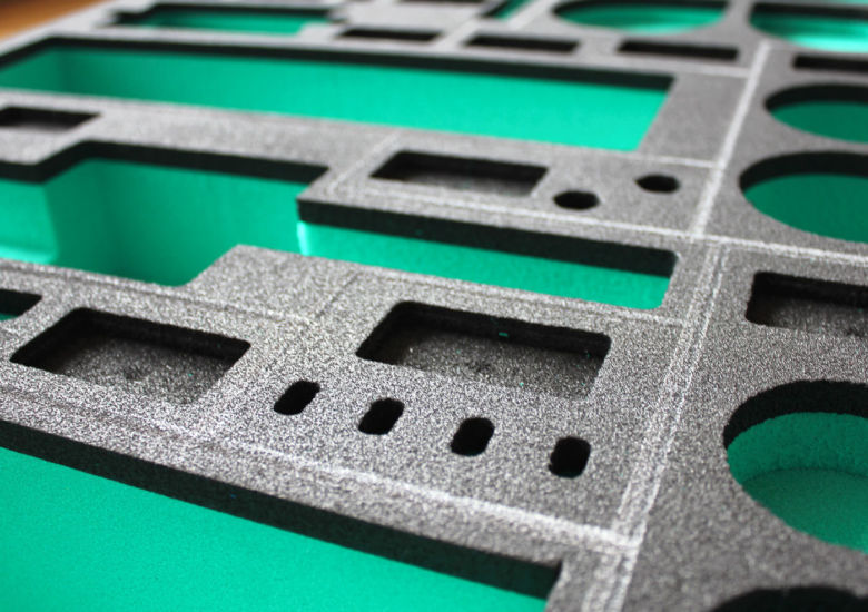 Custom shadow board tool insert with in grey and green