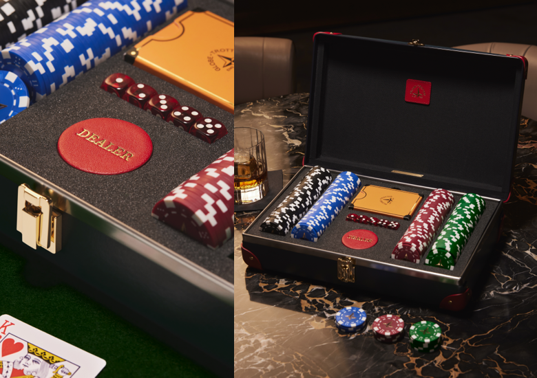 Poker set with foam insert.